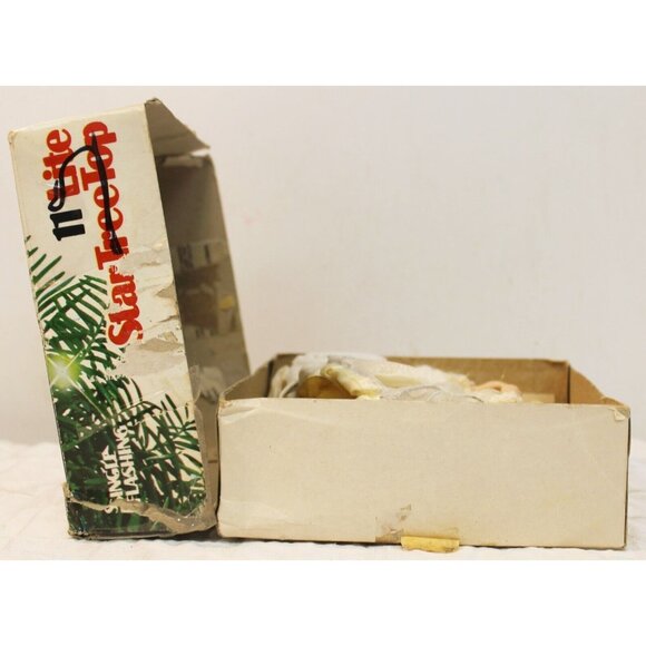 VTG Christmas Tree Top Angel Ornament 6" Small Plug In Ceramic Shimmer Dress - Picture 10 of 12